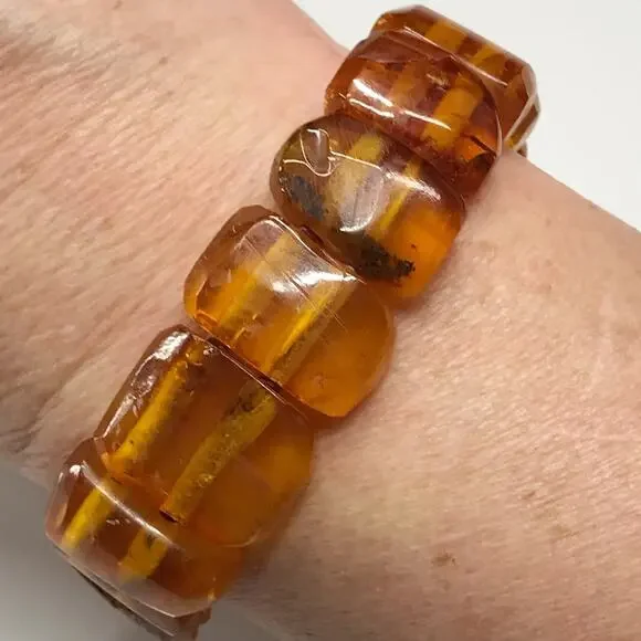 Vintage BALTIC AMBER Stretch BRACELET 20 Grams Dark and Light Honey Color - Picture 8 of 17